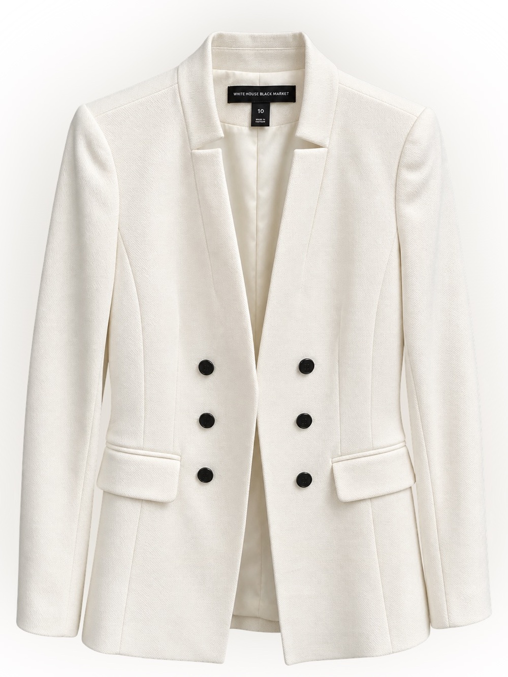White House Black Market Ivory Sailor Double Breasted Blazer Size 10